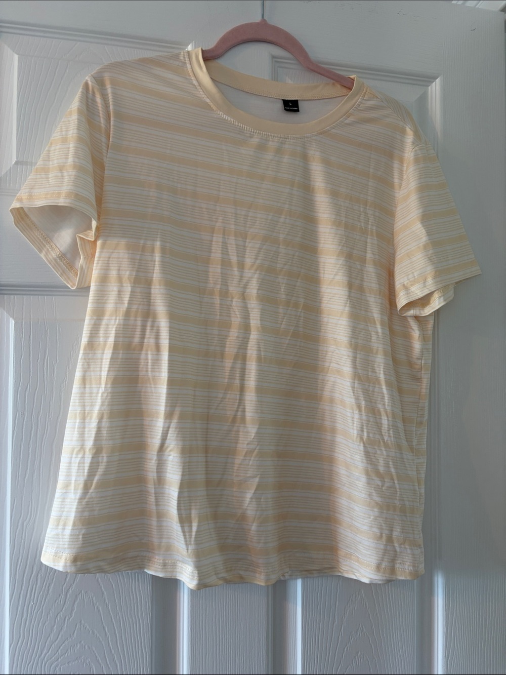 SHEIN Pale Yellow & White Striped Short-Sleeve Tee